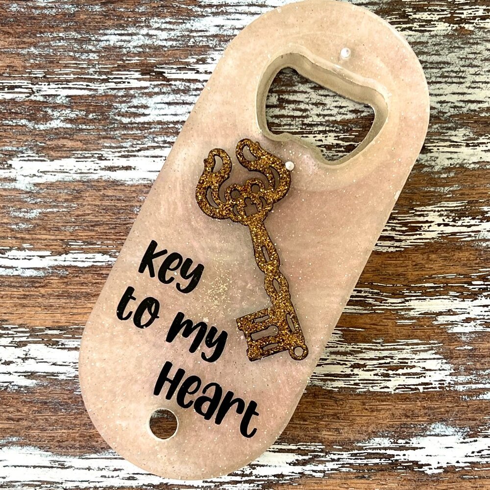 Key to my Heart Resin Bottle Opener with Fridge Magnet Bar Accessories Beer Gift